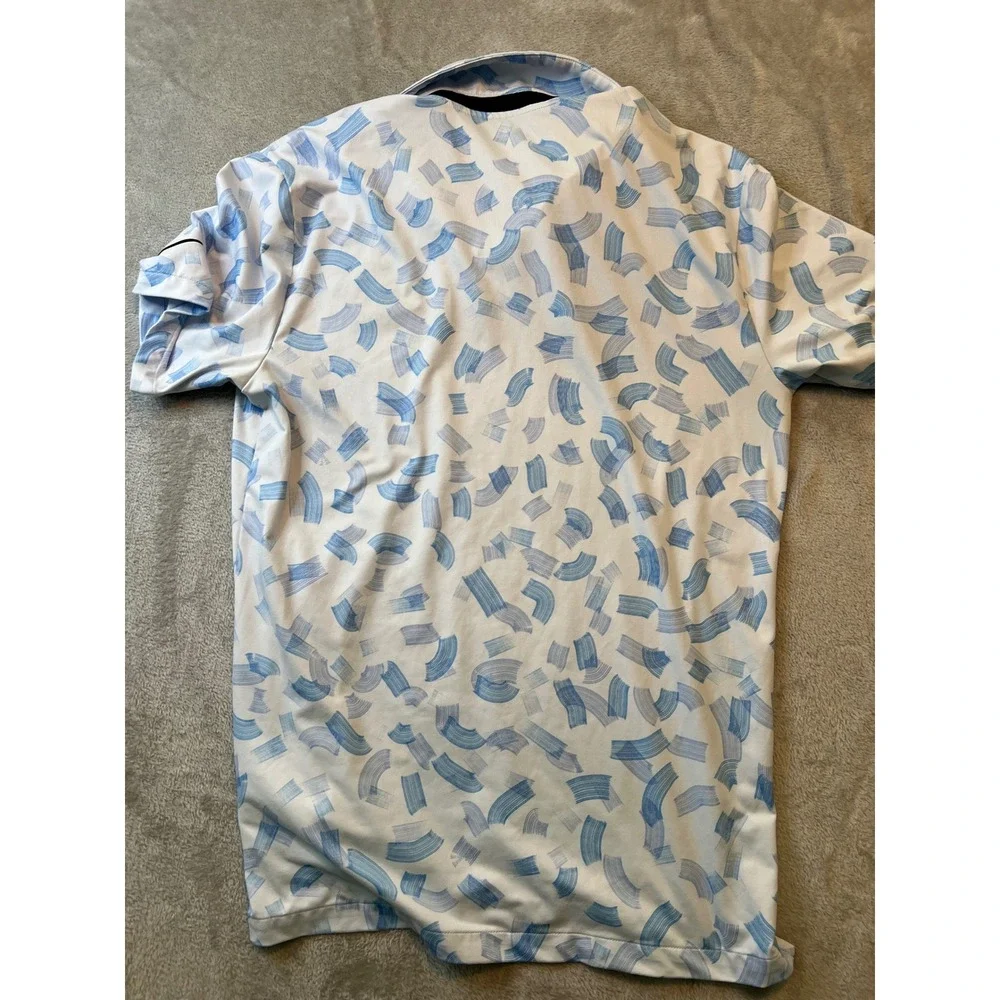 Nike Golf Polo Shirt Mens Small White Blue Zurich Classic Performance Polo